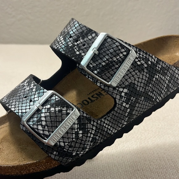 BIRKENSTOCK Arizona slide sandals leather snake print size eur 37 L6 - Picture 11 of 11